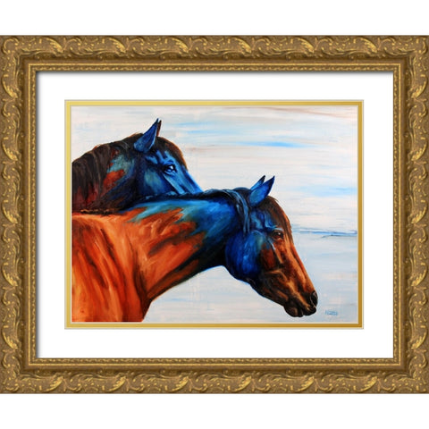 Blue Regalia Gold Ornate Wood Framed Art Print with Double Matting by Gould, Renee