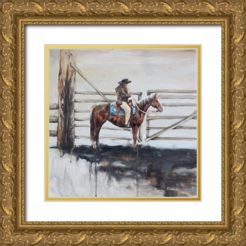 Gate Girl Gold Ornate Wood Framed Art Print with Double Matting by Gould, Renee