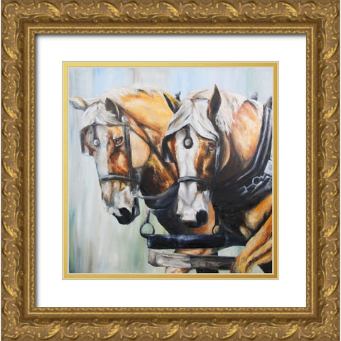 Golden Boys Gold Ornate Wood Framed Art Print with Double Matting by Gould, Renee
