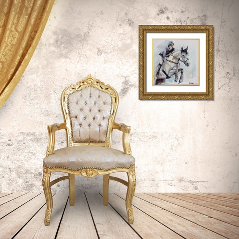 Jumper Grey Gold Ornate Wood Framed Art Print with Double Matting by Gould, Renee