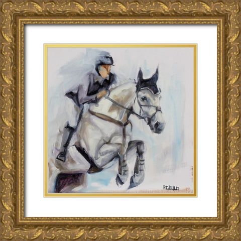 Jumper Grey Gold Ornate Wood Framed Art Print with Double Matting by Gould, Renee