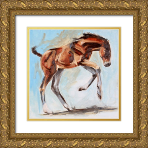 Leaps, Bounds Gold Ornate Wood Framed Art Print with Double Matting by Gould, Renee