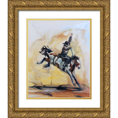Let er Buck Gold Ornate Wood Framed Art Print with Double Matting by Gould, Renee