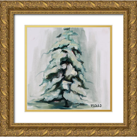 Snowy Tree 2 Gold Ornate Wood Framed Art Print with Double Matting by Gould, Renee