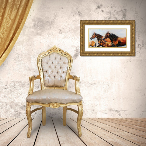 The Herd Gold Ornate Wood Framed Art Print with Double Matting by Gould, Renee