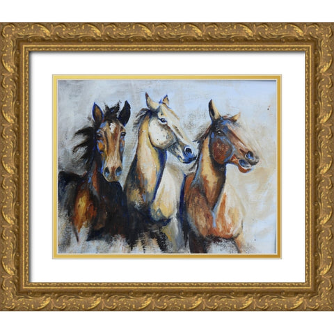 Trifecta Gold Ornate Wood Framed Art Print with Double Matting by Gould, Renee