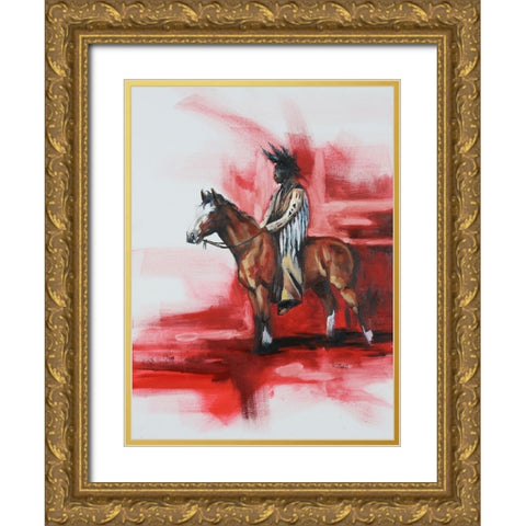 Where the Red Sun Sinks Gold Ornate Wood Framed Art Print with Double Matting by Gould, Renee