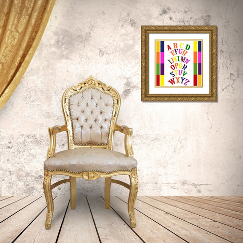 Rainbow Alphabet-2 Gold Ornate Wood Framed Art Print with Double Matting by Homawoo, Richard