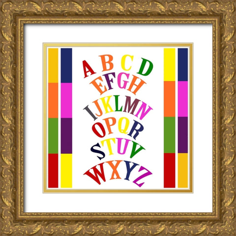 Rainbow Alphabet-2 Gold Ornate Wood Framed Art Print with Double Matting by Homawoo, Richard