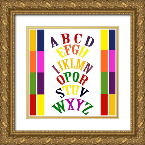 Rainbow Alphabet-3 Gold Ornate Wood Framed Art Print with Double Matting by Homawoo, Richard