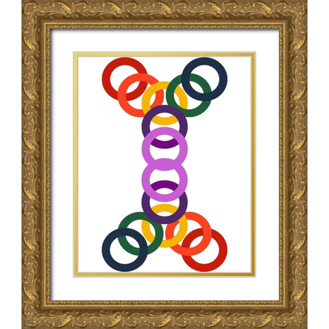Rainbow Circles-2 Gold Ornate Wood Framed Art Print with Double Matting by Homawoo, Richard