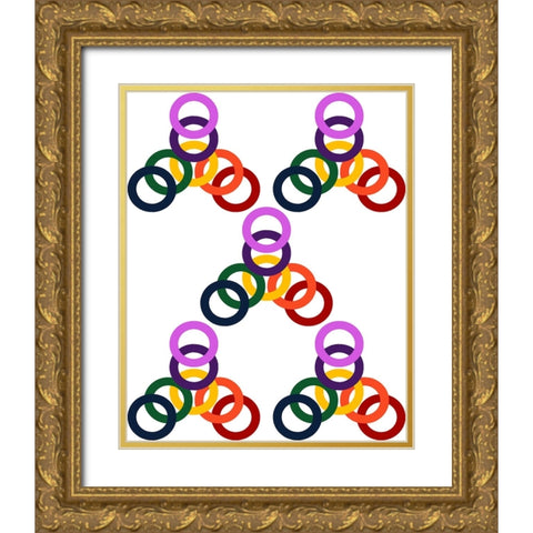 Rainbow Circles-5 Gold Ornate Wood Framed Art Print with Double Matting by Homawoo, Richard