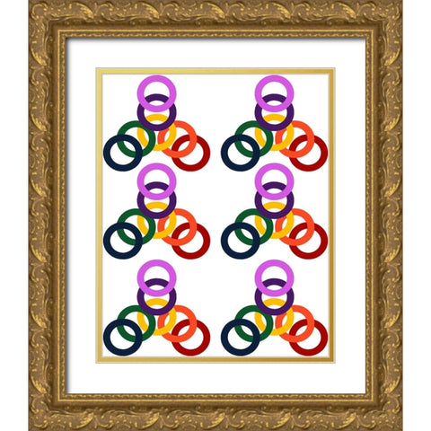 Rainbow Circles-6 Gold Ornate Wood Framed Art Print with Double Matting by Homawoo, Richard