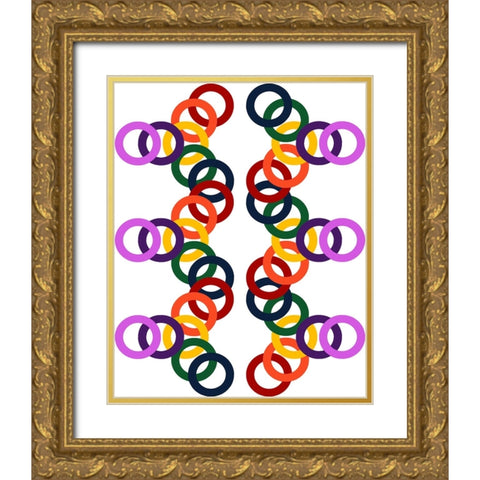 Rainbow Circles-7 Gold Ornate Wood Framed Art Print with Double Matting by Homawoo, Richard
