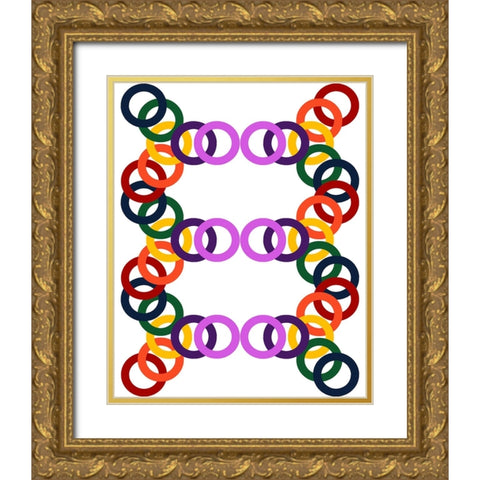 Rainbow Circles-8 Gold Ornate Wood Framed Art Print with Double Matting by Homawoo, Richard