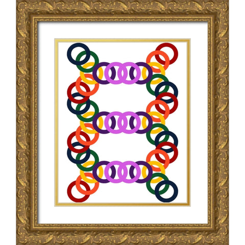 Rainbow Circles-9 Gold Ornate Wood Framed Art Print with Double Matting by Homawoo, Richard