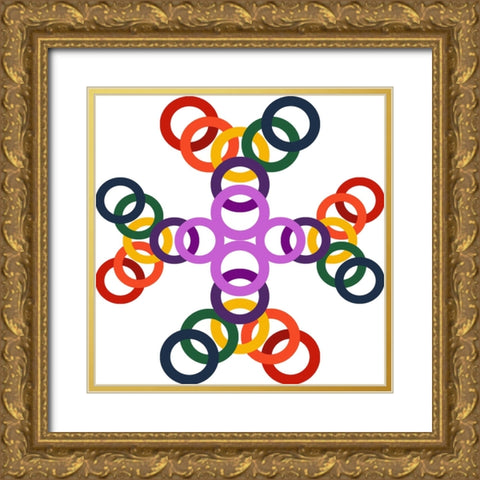 Rainbow Circles-11 Gold Ornate Wood Framed Art Print with Double Matting by Homawoo, Richard