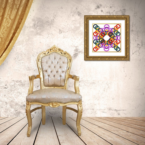 Rainbow Circles-14 Gold Ornate Wood Framed Art Print with Double Matting by Homawoo, Richard
