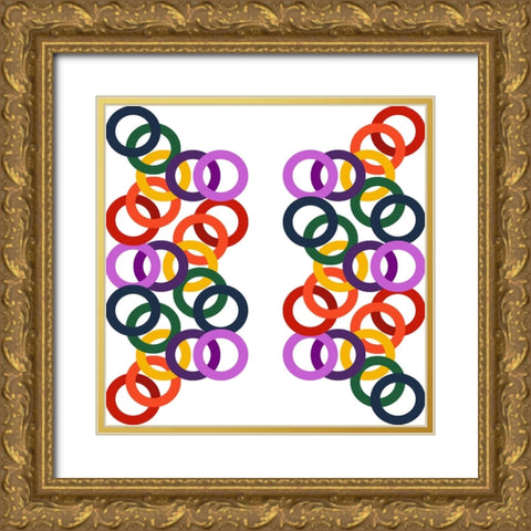 Rainbow Circles-15 Gold Ornate Wood Framed Art Print with Double Matting by Homawoo, Richard