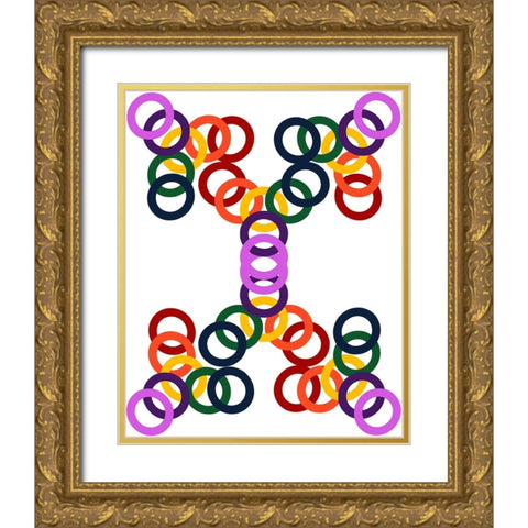Rainbow Circles-17 Gold Ornate Wood Framed Art Print with Double Matting by Homawoo, Richard