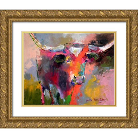 Texas Longhorn Gold Ornate Wood Framed Art Print with Double Matting by Wallich, Richard