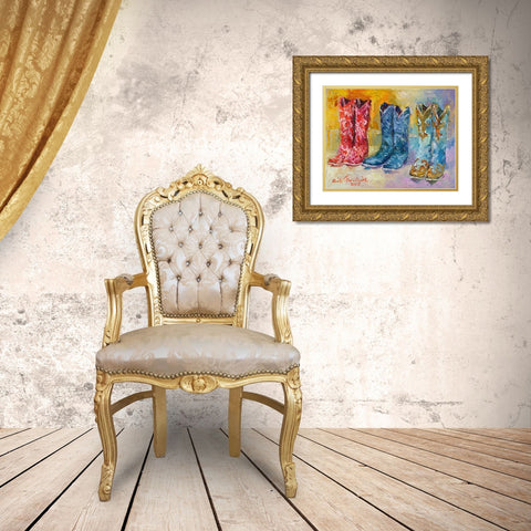 Cowboy Boots Gold Ornate Wood Framed Art Print with Double Matting by Wallich, Richard