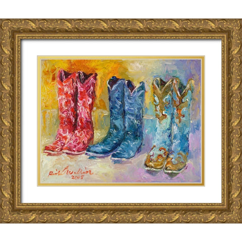 Cowboy Boots Gold Ornate Wood Framed Art Print with Double Matting by Wallich, Richard