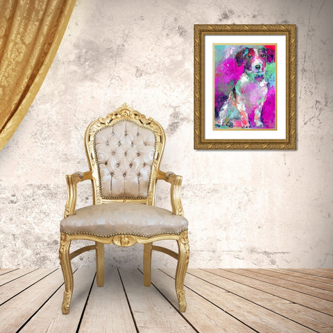 Art Russell Terrier Gold Ornate Wood Framed Art Print with Double Matting by Wallich, Richard