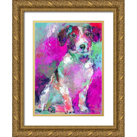 Art Russell Terrier Gold Ornate Wood Framed Art Print with Double Matting by Wallich, Richard