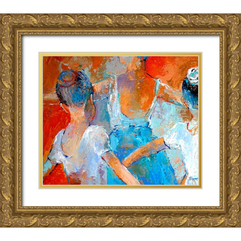 Ballet Class Gold Ornate Wood Framed Art Print with Double Matting by Wallich, Richard