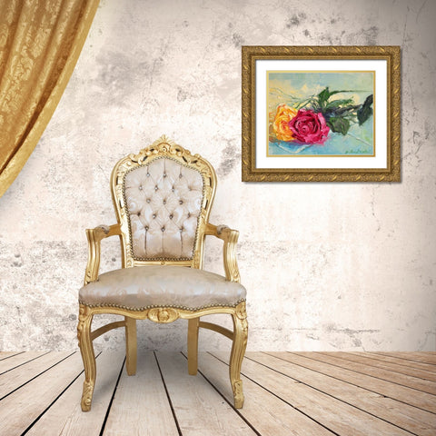 Roses 1 Gold Ornate Wood Framed Art Print with Double Matting by Wallich, Richard