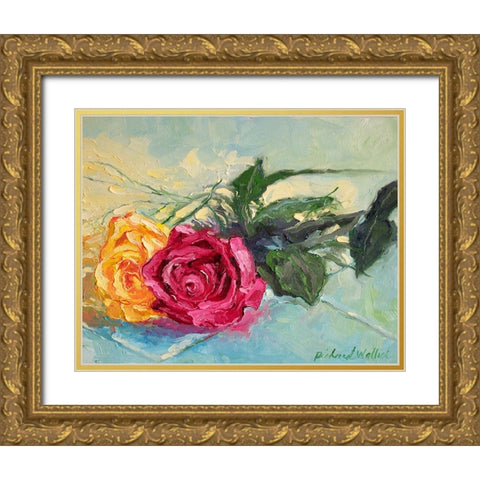 Roses 1 Gold Ornate Wood Framed Art Print with Double Matting by Wallich, Richard