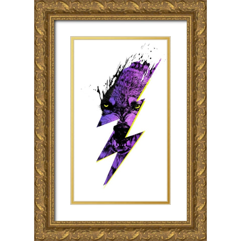 Thunderwolf Alpha Gold Ornate Wood Framed Art Print with Double Matting by Farkas, Robert