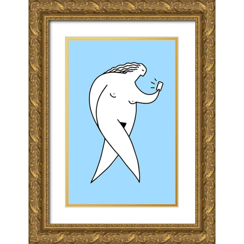 Chubby Selfie 2 Gold Ornate Wood Framed Art Print with Double Matting by Farkas, Robert