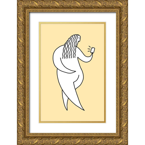Chubby Selfie 3 Gold Ornate Wood Framed Art Print with Double Matting by Farkas, Robert