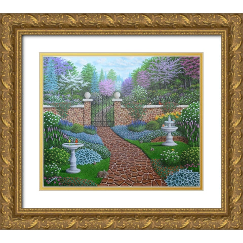 The Garden Gold Ornate Wood Framed Art Print with Double Matting by Wavra, Robert