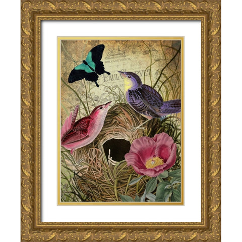 Petals and Wings IV Gold Ornate Wood Framed Art Print with Double Matting by Sasha