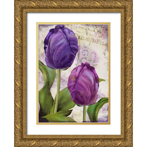 Parrot Tulips I Gold Ornate Wood Framed Art Print with Double Matting by Sasha