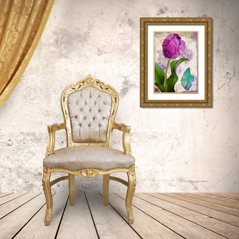 Parrot Tulips II Gold Ornate Wood Framed Art Print with Double Matting by Sasha