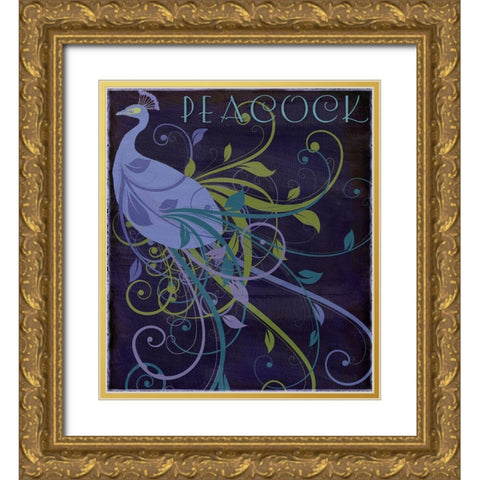 Peacock Nouveau II Gold Ornate Wood Framed Art Print with Double Matting by Sasha