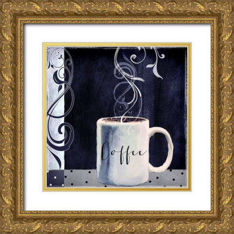Cafe Blue I Gold Ornate Wood Framed Art Print with Double Matting by Sasha