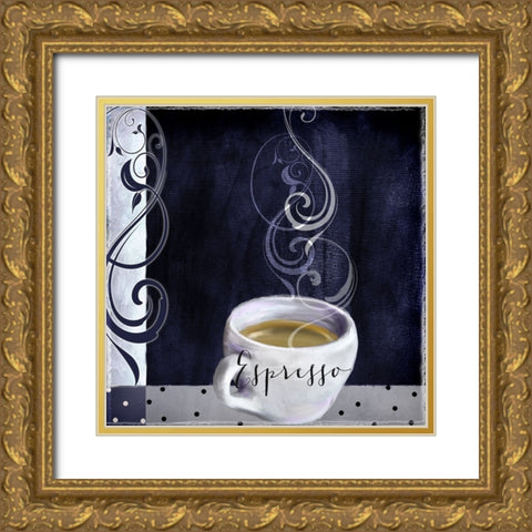 Cafe Blue IV Gold Ornate Wood Framed Art Print with Double Matting by Sasha