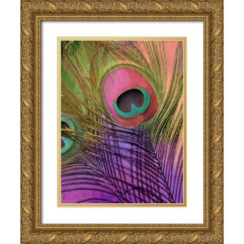 Peacock Candy III Gold Ornate Wood Framed Art Print with Double Matting by Sasha