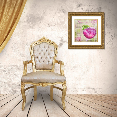 Cocktail Quartet I Gold Ornate Wood Framed Art Print with Double Matting by Sasha