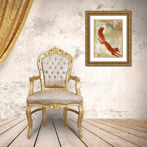 Winter Game One Gold Ornate Wood Framed Art Print with Double Matting by Sasha