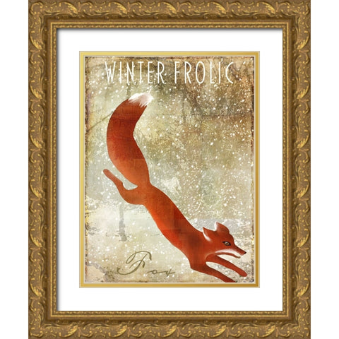 Winter Game One Gold Ornate Wood Framed Art Print with Double Matting by Sasha