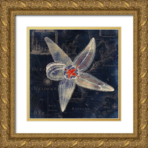 Maritime Blues IV Gold Ornate Wood Framed Art Print with Double Matting by Sasha