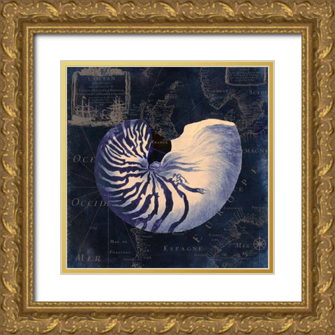Maritime Blues V Gold Ornate Wood Framed Art Print with Double Matting by Sasha
