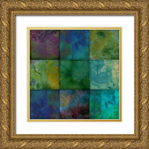 Fabric Squared I Gold Ornate Wood Framed Art Print with Double Matting by Sasha