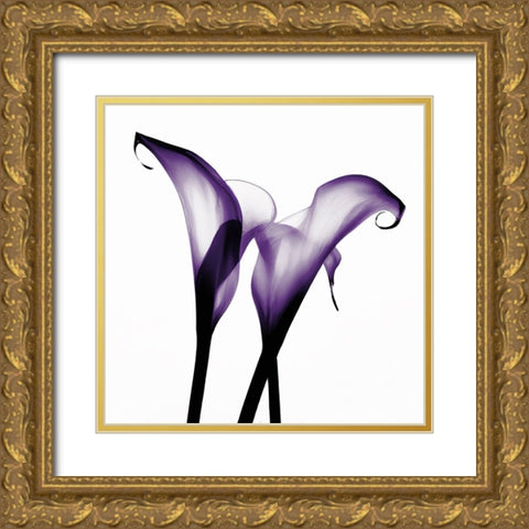 Purple Calla Two Gold Ornate Wood Framed Art Print with Double Matting by Sasha